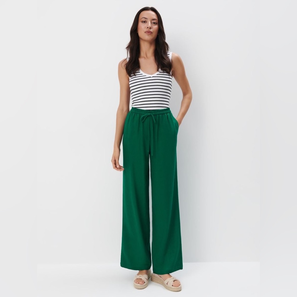 Wild Fable Emerald Green Ribbed Wide Leg Pull-On Pants - Size Small